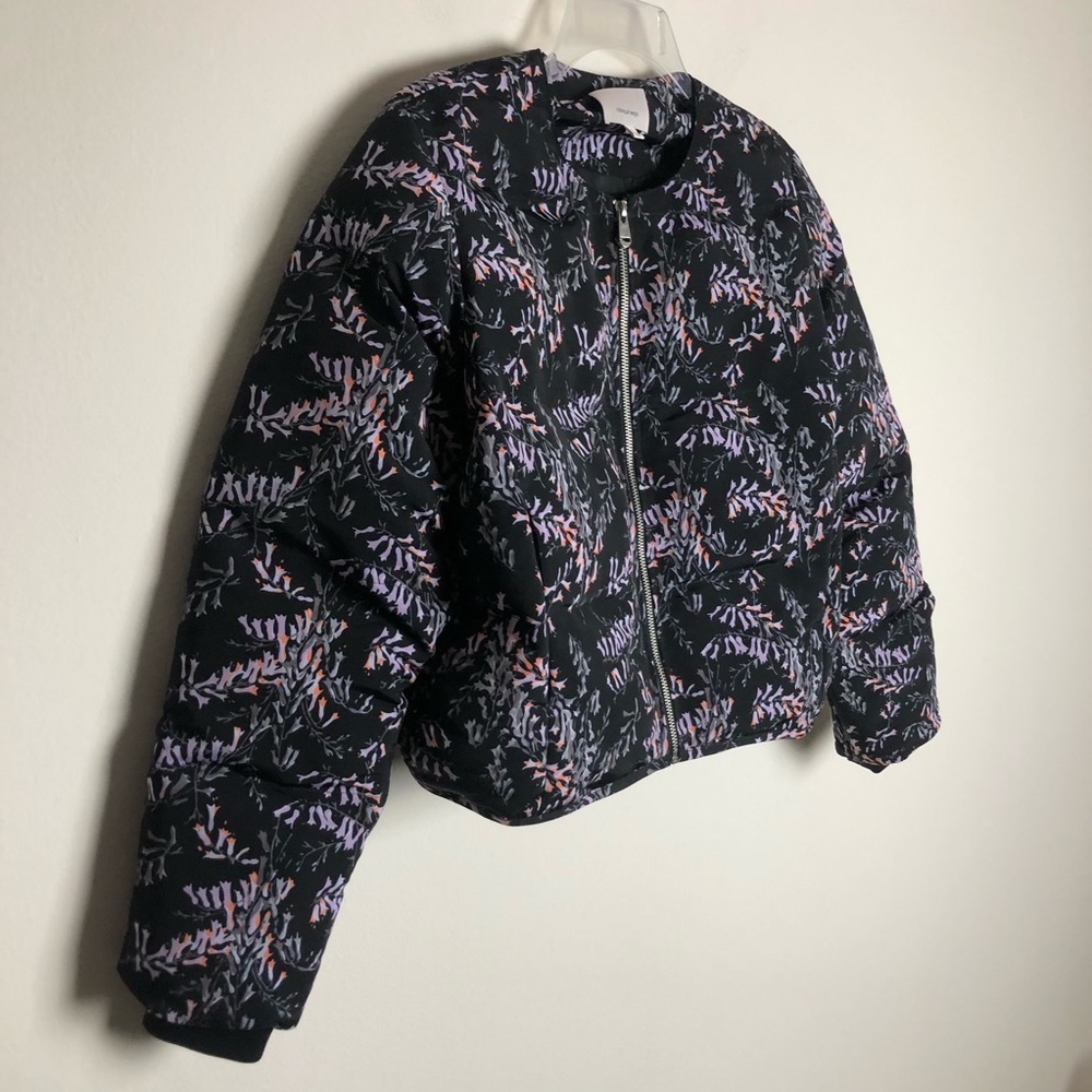 Cinq a Sept Floral Puffer Bomber Cropped Jacket - Picture 7 of 15